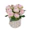 10&#x22; Peony Flower Bouquet In White Basket